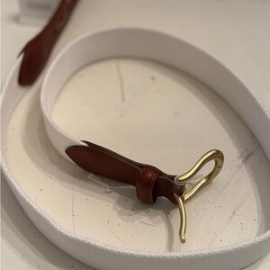 Coach White and Brown Belt with Gold Buckle